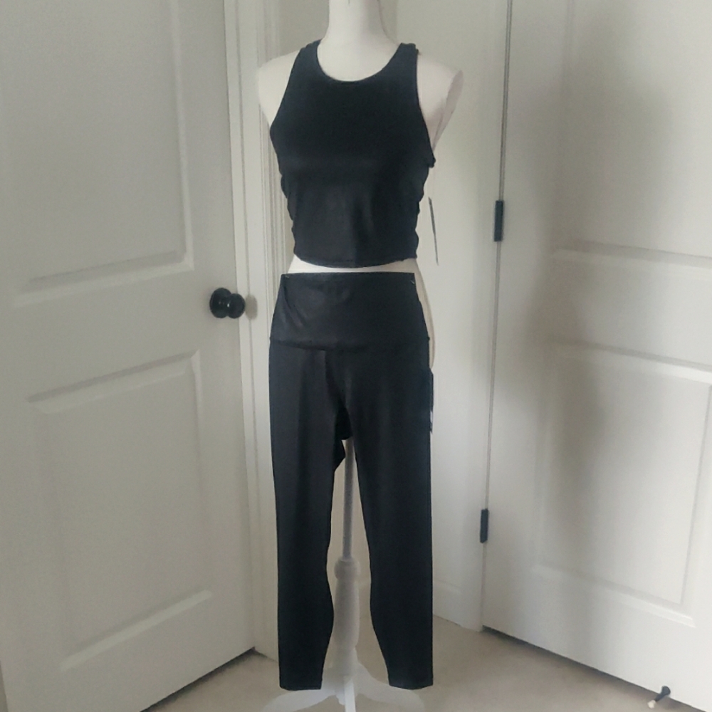 New!90 Degree Vintage Lux  Racerback Cropped Top High-Waisted Leggings Y2K